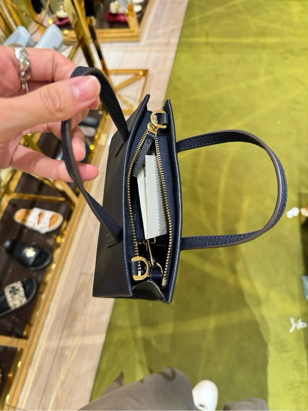 NWT Tory Burch black Pebbled Leather Mini Tote with Gold Logo